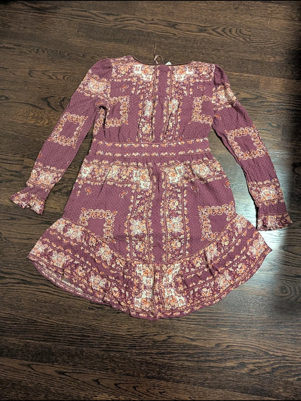 Free People Bridget Mini Dress SP BuFree People Mauve Floral Paisley Peasant Top